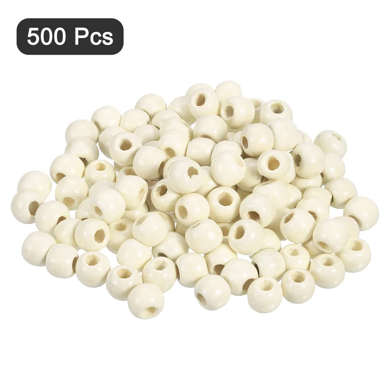 Natural Wood Beads, 500Pcs 10mm Diameter Round Loose Spacer Beads, Apricot