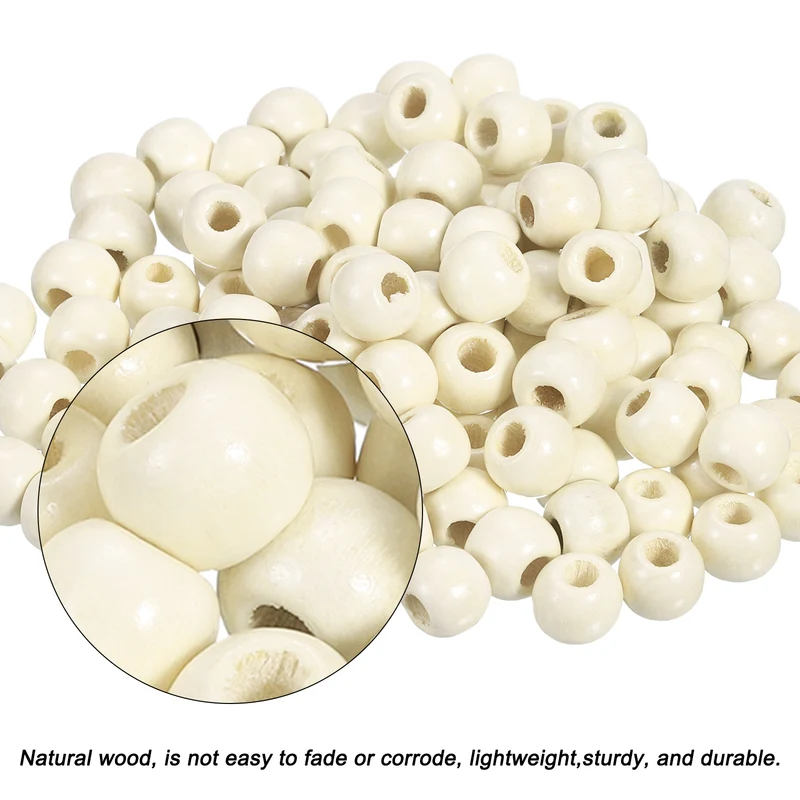 Natural Wood Beads, 500Pcs 10mm Diameter Round Loose Spacer Beads, Apricot