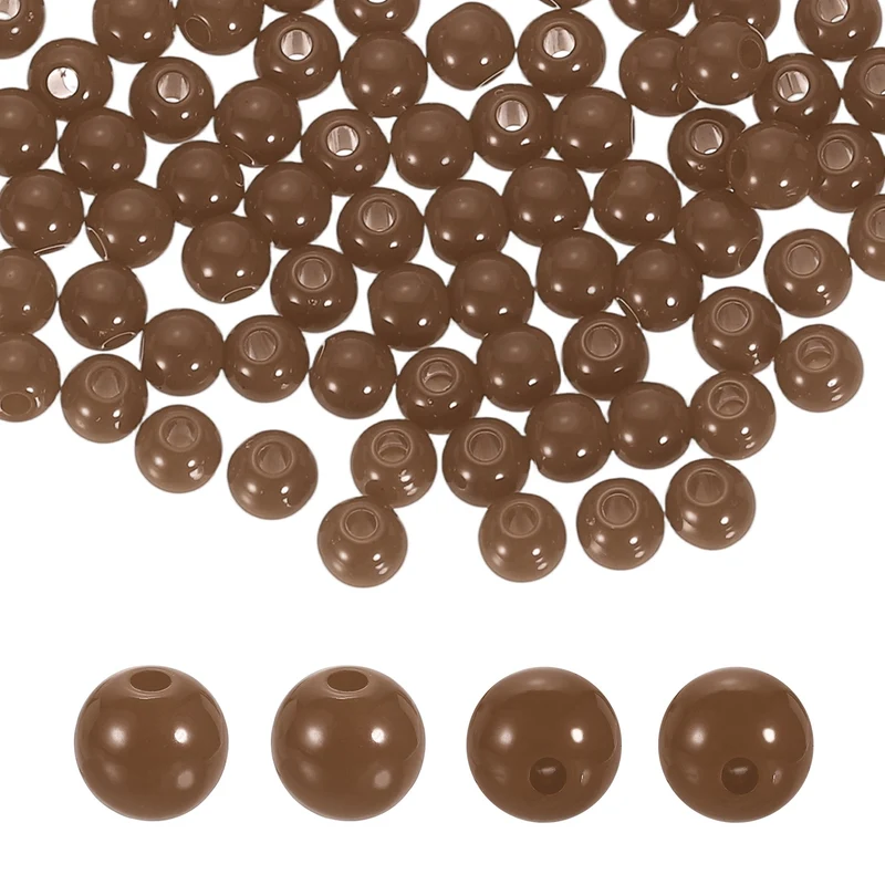 100pcs Deep Brown Acrylic Round Beads 6mm Plastic Resin Loose Bead