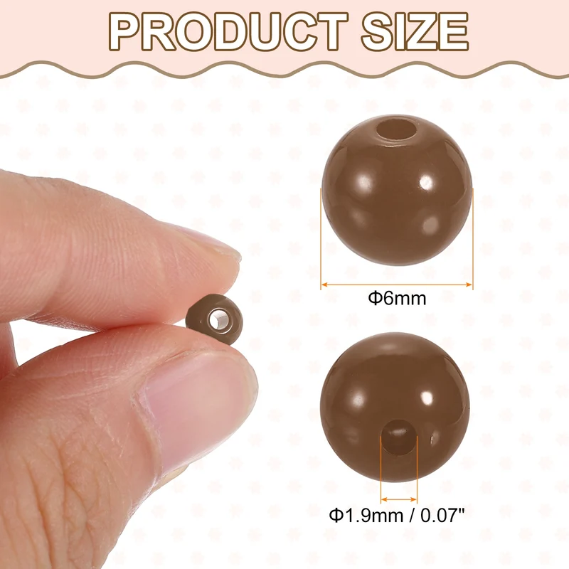100pcs Deep Brown Acrylic Round Beads 6mm Plastic Resin Loose Bead
