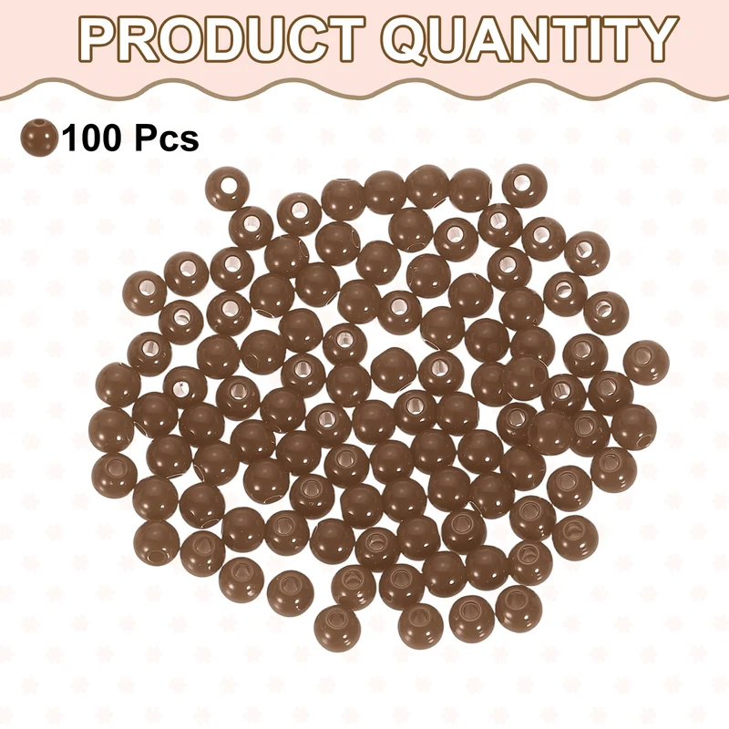 100pcs Deep Brown Acrylic Round Beads 6mm Plastic Resin Loose Bead