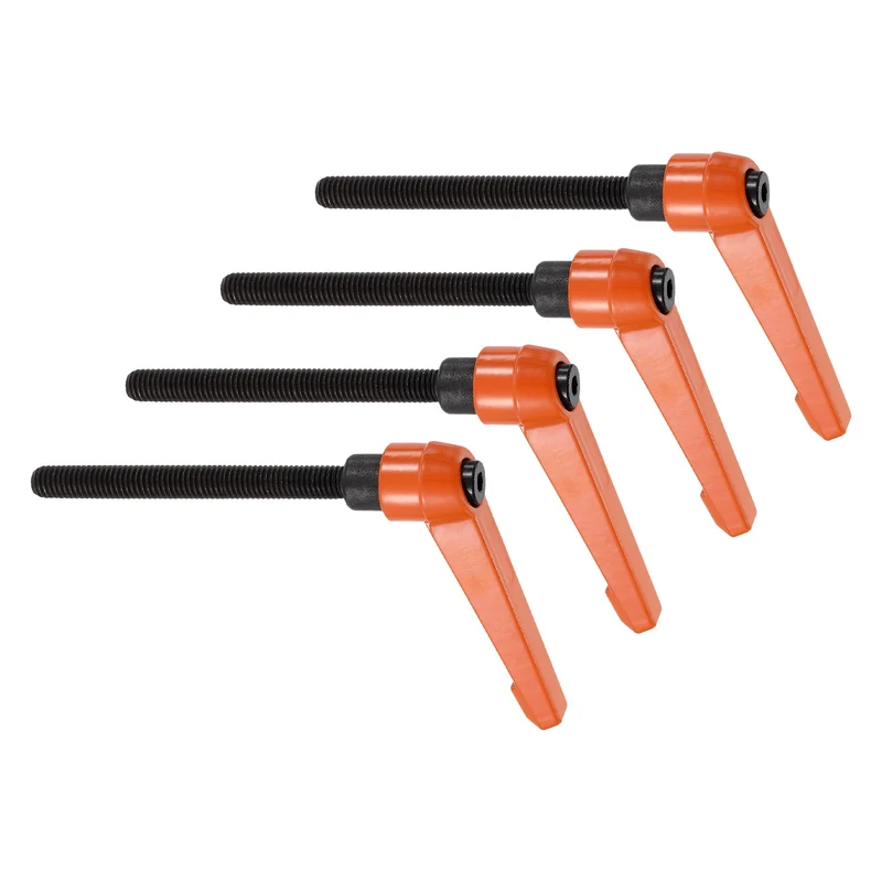 Clamping Lever Handles for Lathe, M8x100mm Male Thread Orange 4Pcs