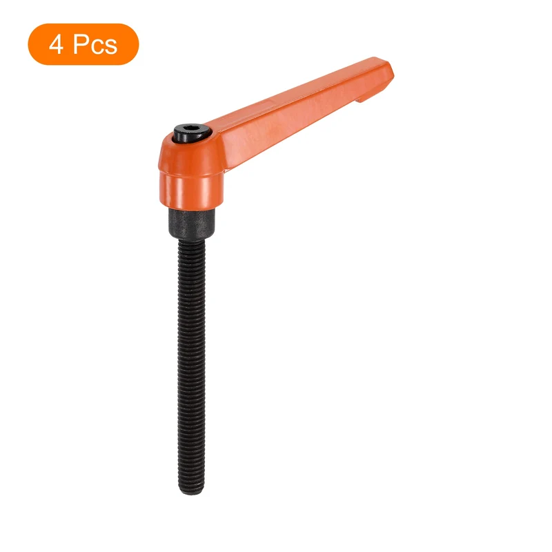 Clamping Lever Handles for Lathe, M8x100mm Male Thread Orange 4Pcs