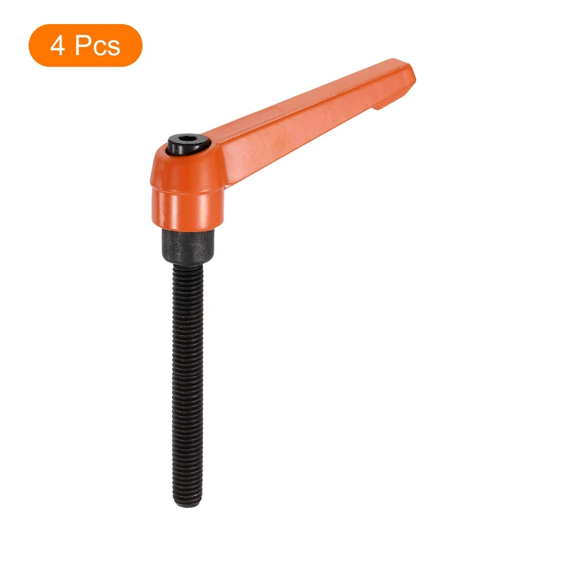 Clamping Lever Handles for Lathe, M8x80mm Male Thread Orange 4Pcs