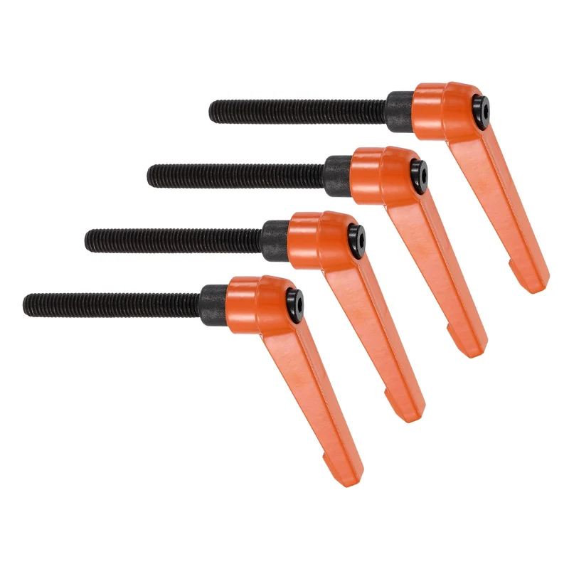 Clamping Lever Handles for Lathe, M8x70mm Male Thread Orange 4Pcs