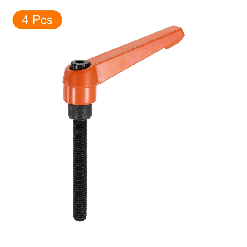 Clamping Lever Handles for Lathe, M8x70mm Male Thread Orange 4Pcs