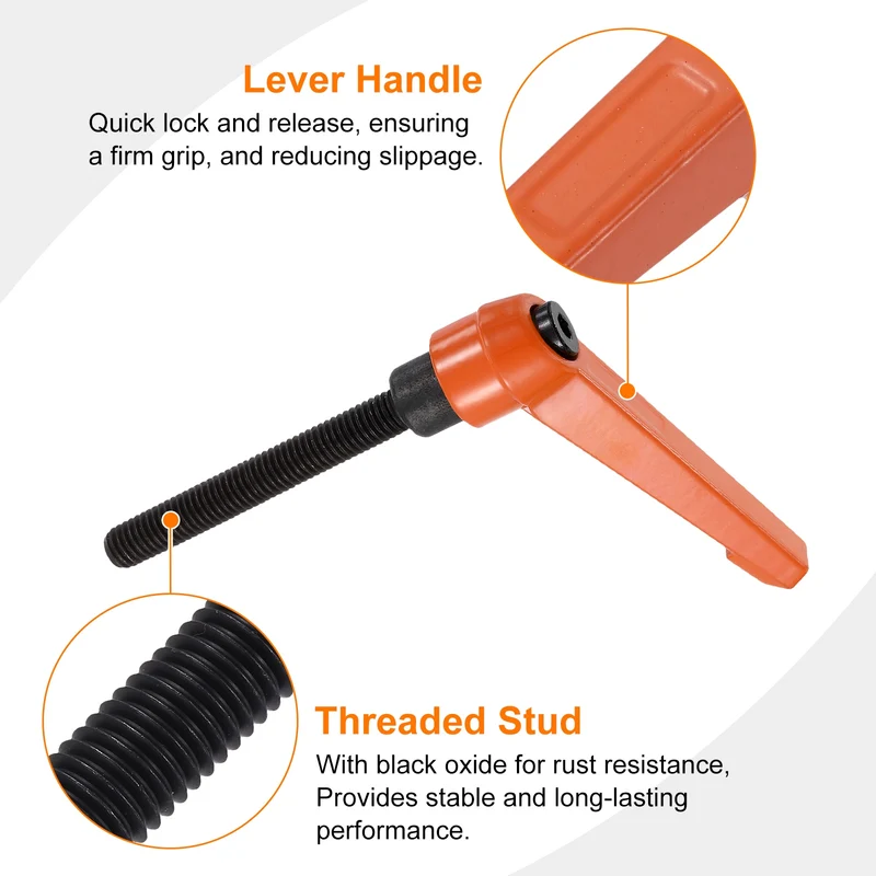 Clamping Lever Handles for Lathe, M8x70mm Male Thread Orange