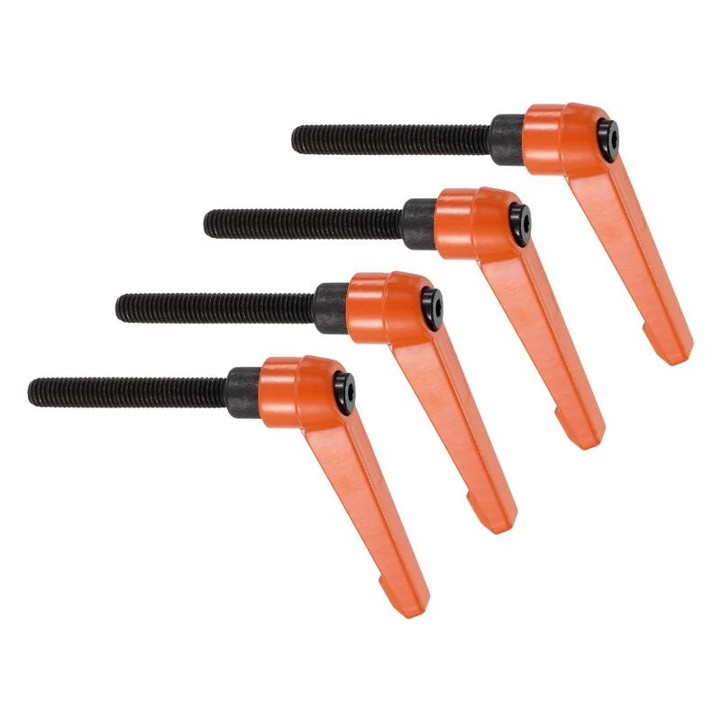 Clamping Lever Handles for Lathe, M8x60mm Male Thread Orange 4Pcs