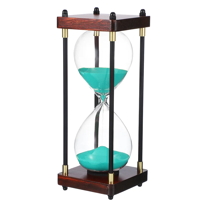 Large Decorative Sand Timer, 60 Min Modern Wooden Hour Glass, Green(Style 2)