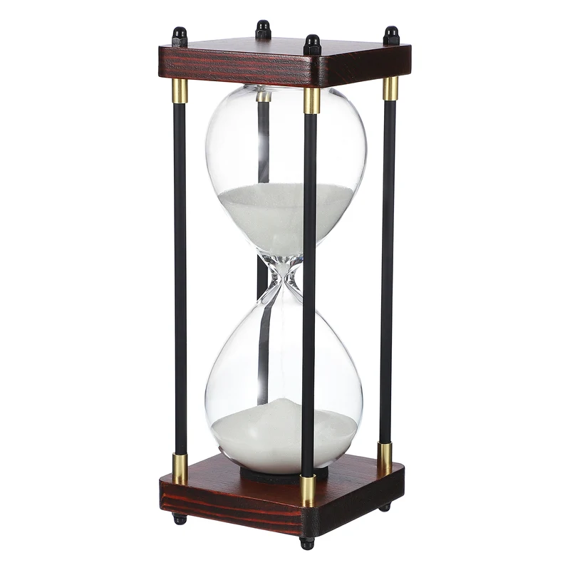 Large Decorative Sand Timer, 60 Min Modern Wooden Hour Glass, White(Style 2)