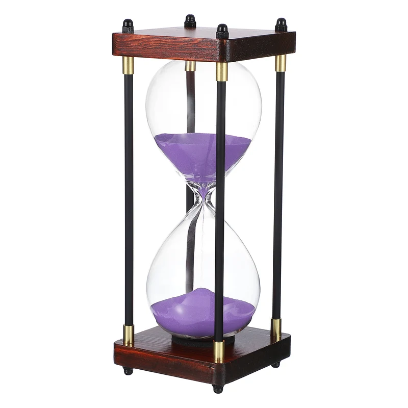 Large Decorative Sand Timer, 30 Min Modern Wooden Hour Glass, Purple(Style 2)