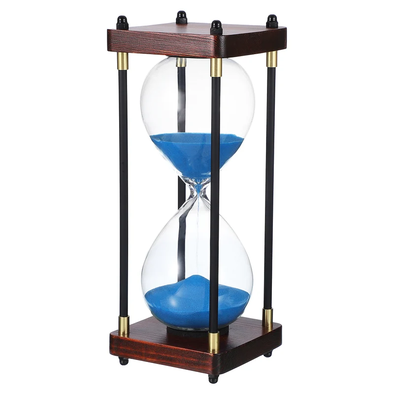 Large Decorative Sand Timer, 30 Min Modern Wooden Hour Glass, Blue(Style 2)