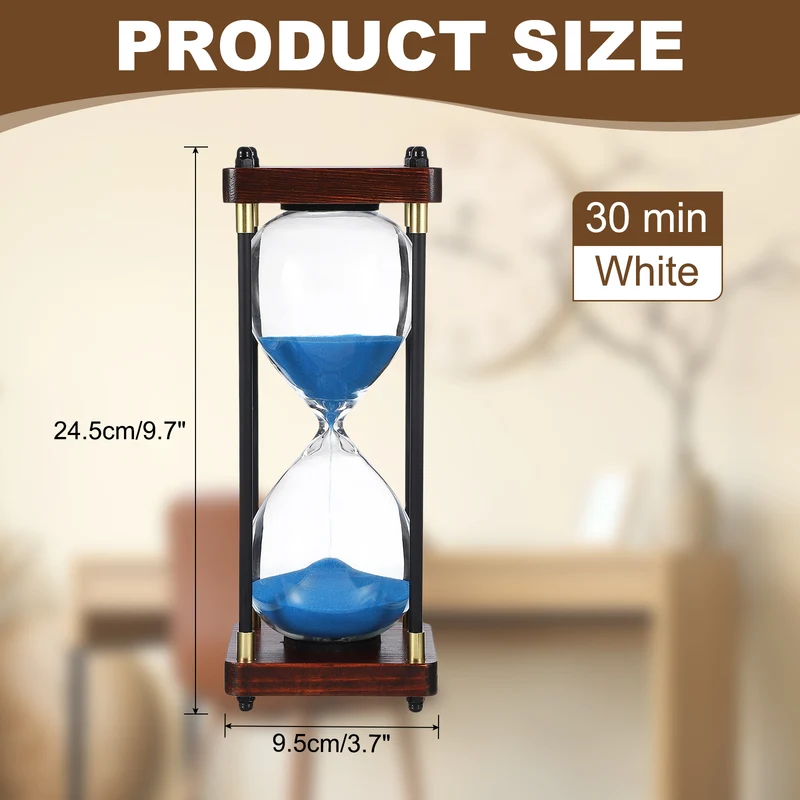 Large Decorative Sand Timer, 30 Min Modern Wooden Hour Glass, Blue(Style 2)