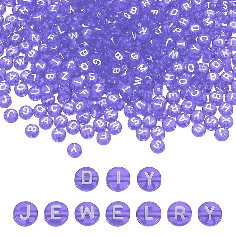 1000 Pcs Letter Beads, 4x7mm Acrylic Alphabet Beads Friendship Bracelet DIY Kit for Bracelets Jewelry Making Supplies, Light Purple