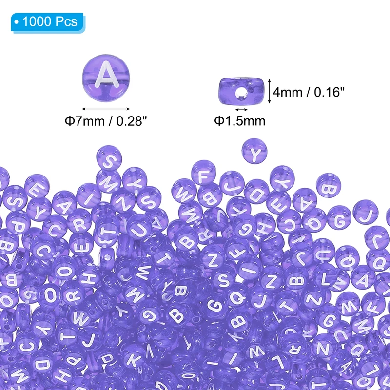 1000 Pcs Letter Beads, 4x7mm Acrylic Alphabet Beads Friendship Bracelet DIY Kit for Bracelets Jewelry Making Supplies, Light Purple