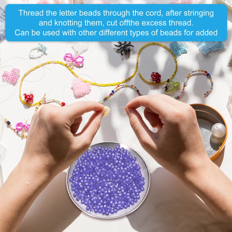1000 Pcs Letter Beads, 4x7mm Acrylic Alphabet Beads Friendship Bracelet DIY Kit for Bracelets Jewelry Making Supplies, Light Purple