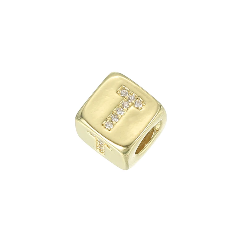 Rhinestone Letters Cube Beads, 26 Letters Dice Charm Alphabet t