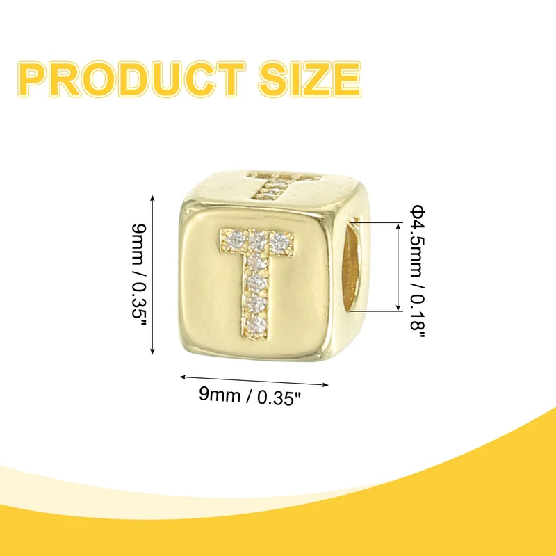 Rhinestone Letters Cube Beads, 26 Letters Dice Charm Alphabet t
