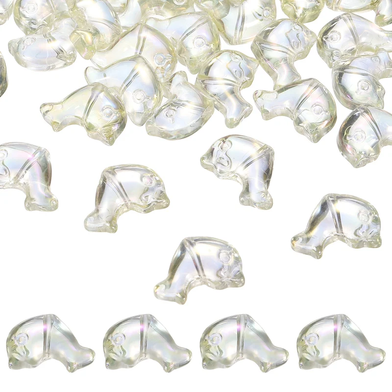 120Pcs Glass Dolphin Beads, Sea Dolphin Glass Bead, Light Yellow