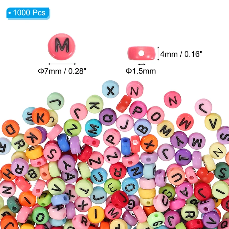 1000 Pcs Letter Beads, 4x7mm Acrylic Alphabet Beads Friendship Bracelet DIY Kit for Bracelets Jewelry Making Supplies, Deep Rainbow