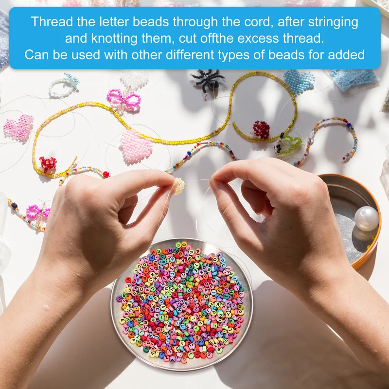 1000 Pcs Letter Beads, 4x7mm Acrylic Alphabet Beads Friendship Bracelet DIY Kit for Bracelets Jewelry Making Supplies, Deep Rainbow