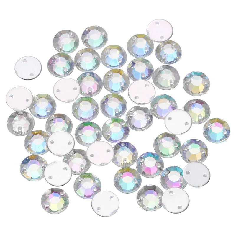 100Pcs Flat Back Sew on Rhinestones Beads 8mm Crystal Round Gems Clear AB
