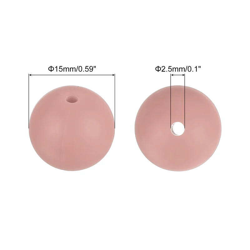 50Pcs 15mm Silicone Beads, Round Loose Rubber Bead for DIY (Dark Pink)