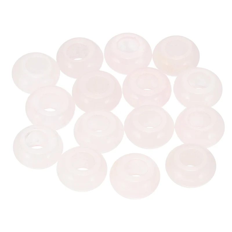 15 Pcs Natural Gemstone Beads, Large Hole Rondelle Beads Loose European Crystal Beads Pack for Jewelry Bracelet DIY Craft, 14 x 8 MM, Crystal Pink