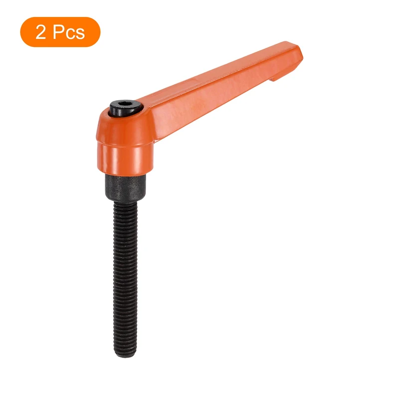 Clamping Lever Handles for Lathe, M8x60mm Male Thread Orange 2Pcs