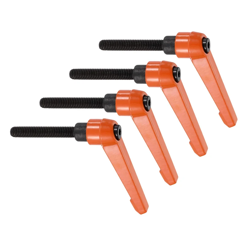 Clamping Lever Handles for Lathe, M8x50mm Male Thread Orange 4Pcs