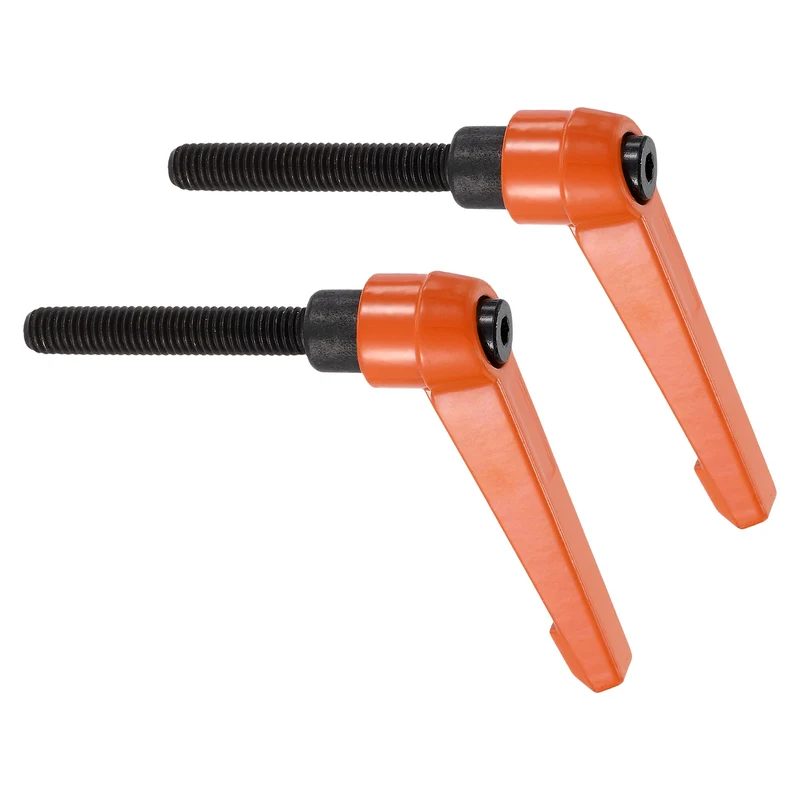 Clamping Lever Handles for Lathe, M8x50mm Male Thread Orange 2Pcs