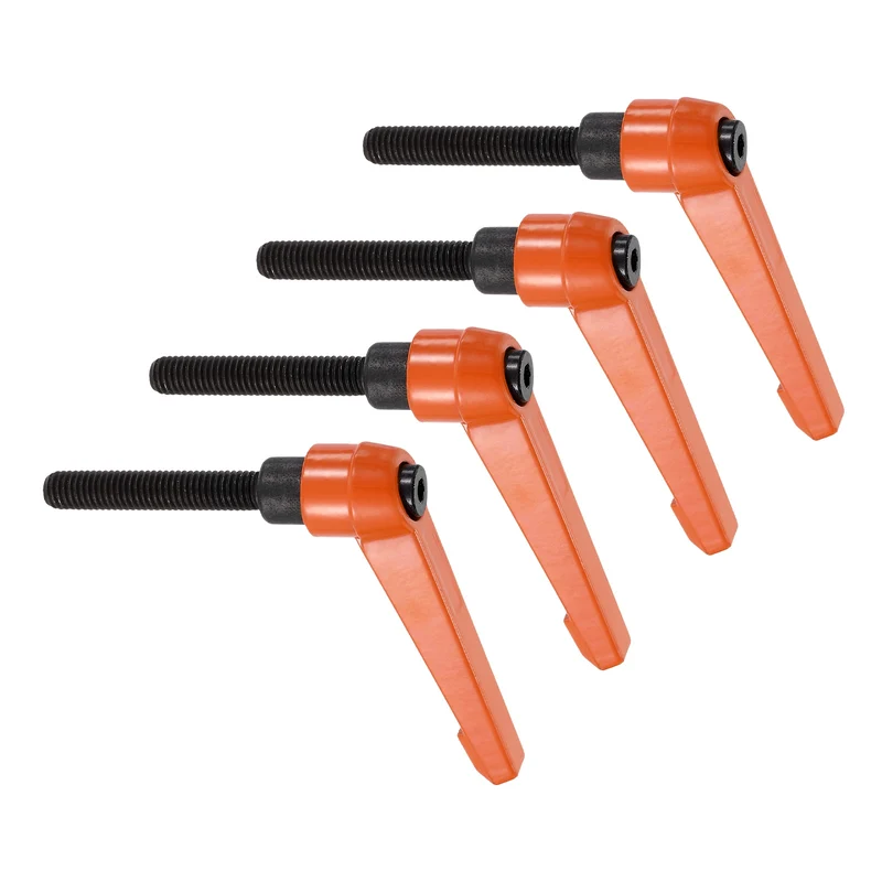 Clamping Lever Handles for Lathe, M8x45mm Male Thread Orange 4Pcs
