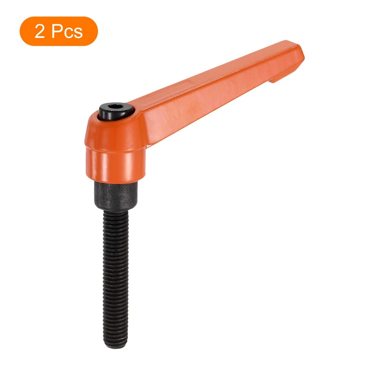 Clamping Lever Handles for Lathe, M8x45mm Male Thread Orange 2Pcs