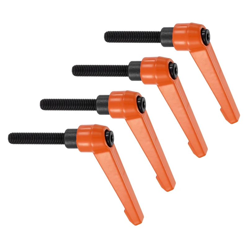 Clamping Lever Handles for Lathe, M8x40mm Male Thread Orange 4Pcs