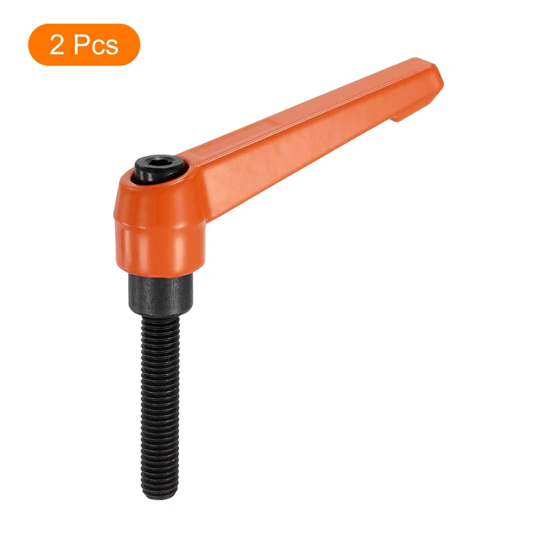 Clamping Lever Handles for Lathe, M8x40mm Male Thread Orange 2Pcs