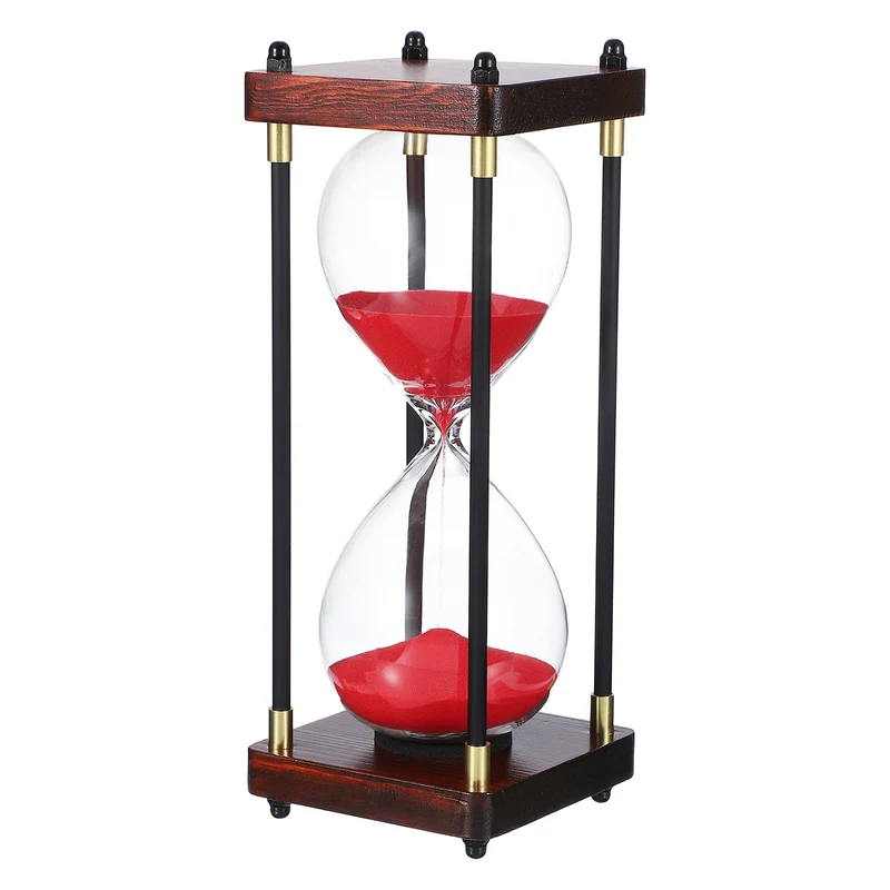 Large Decorative Sand Timer, 30 Min Modern Wooden Hour Glass, Red(Style 2)