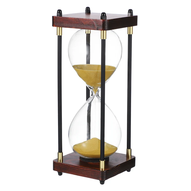 Large Decorative Sand Timer, 30 Min Modern Wooden Hour Glass, Gold Tone(Style 2)