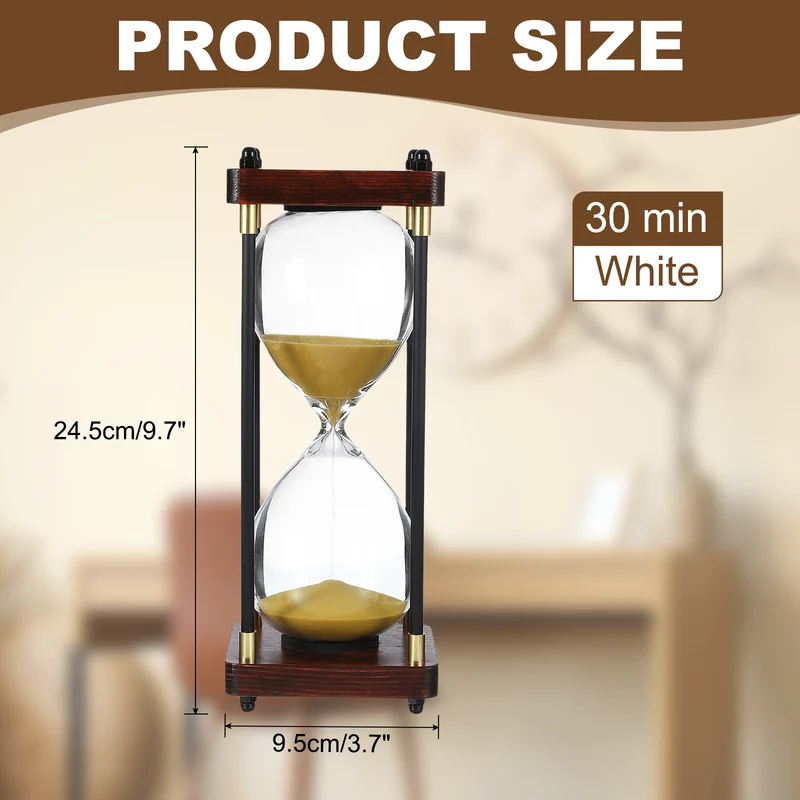 Large Decorative Sand Timer, 30 Min Modern Wooden Hour Glass, Gold Tone(Style 2)