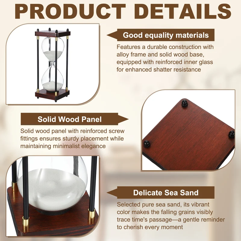 Large Decorative Sand Timer, 30 Min Modern Wooden Hour Glass, White(Style 2)