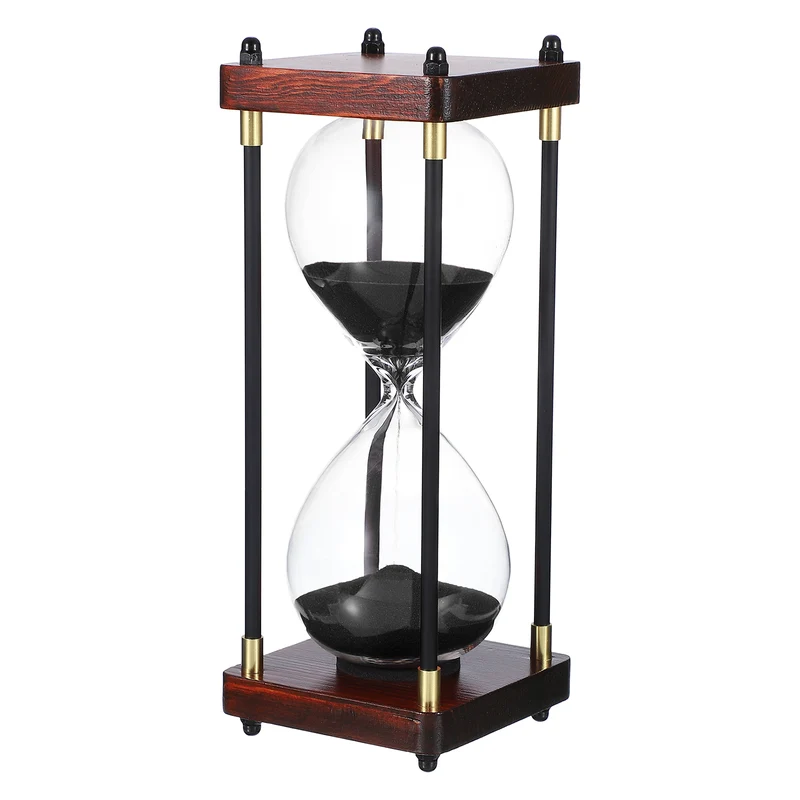 Large Decorative Sand Timer, 30 Min Modern Wooden Hour Glass, Black(Style 2)