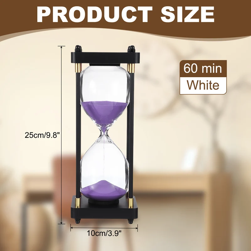 Large Decorative Sand Timer, 60 Min Modern Wooden Hour Glass, Purple(Style 1)