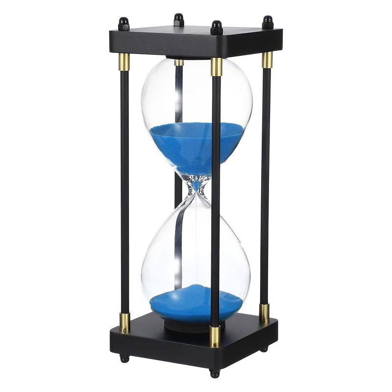 Large Decorative Sand Timer, 60 Min Modern Wooden Hour Glass, Blue(Style 1)