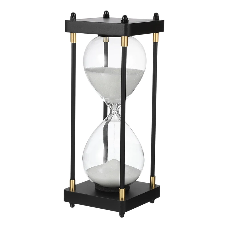 Large Decorative Sand Timer, 60 Min Modern Wooden Hour Glass, White(Style 1)