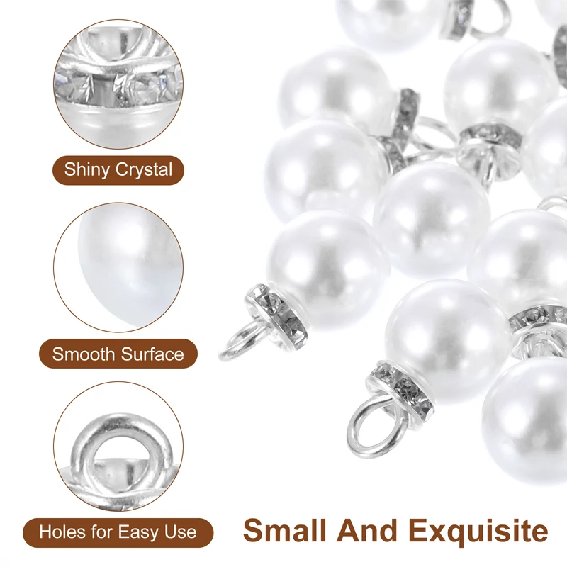 Pearl Charm, 100pcs 10mm Pendants Faux Pearl Beads Charm (Silver)