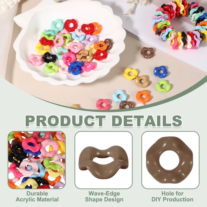 50 Pcs Wavy Spacers, Acrylic Flower Beads Wave Focal Bead, Dark Brown