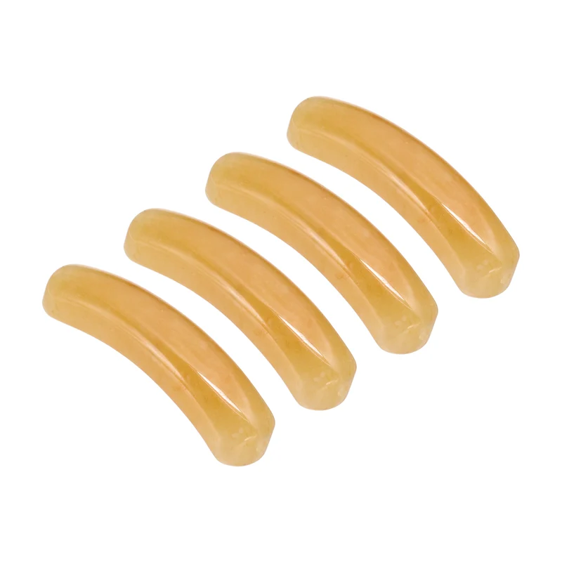 4 Pcs Natural Stone, 36 x 10 mm Natural Curved Clear Quartz Stone Crystal Handmade Jade Flat Beads for DIY Crafting, Yellow
