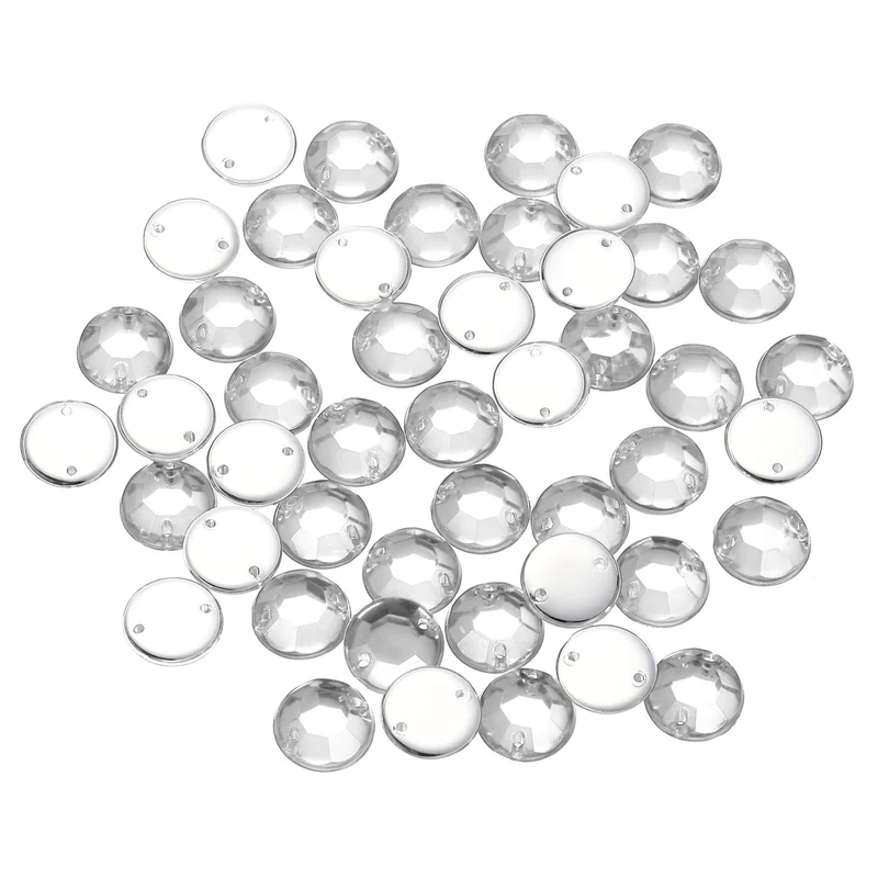 100Pcs Flat Back Sew on Rhinestones Beads, 10mm Crystal Round Gems, Clear