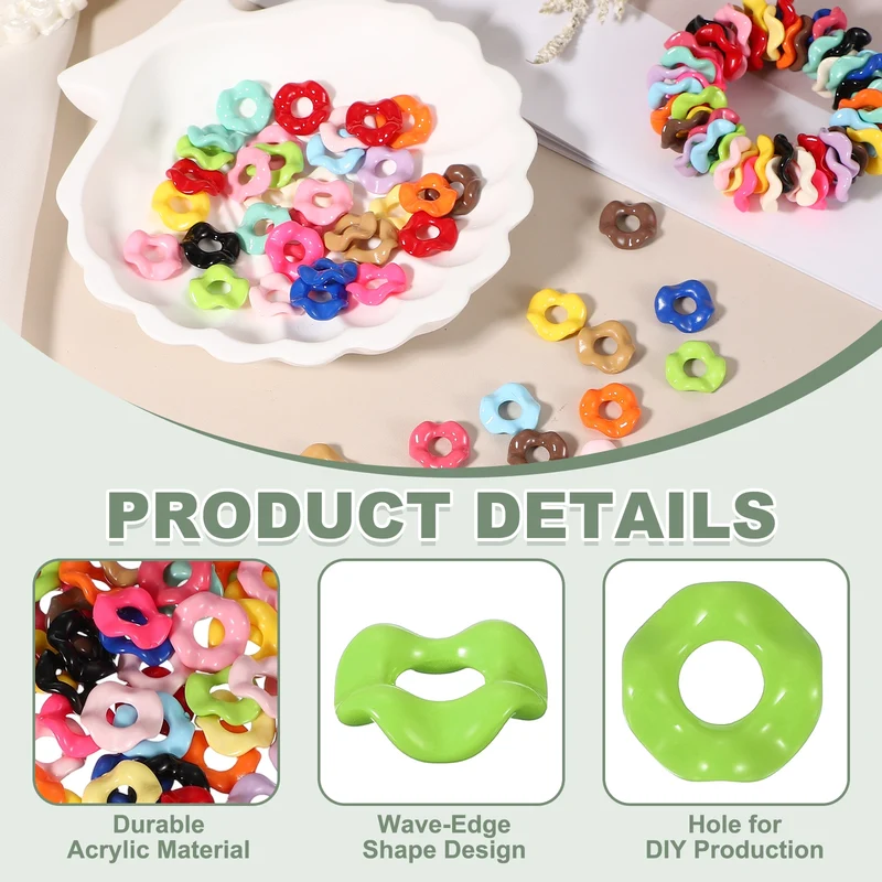 30 Pcs Wavy Spacers, Acrylic Flower Beads Wave Focal Bead, Green