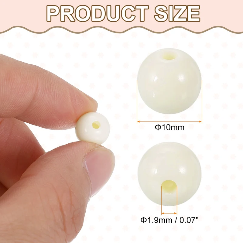 200pcs Creamy White Acrylic Round Beads 10mm Plastic Resin Loose Bead
