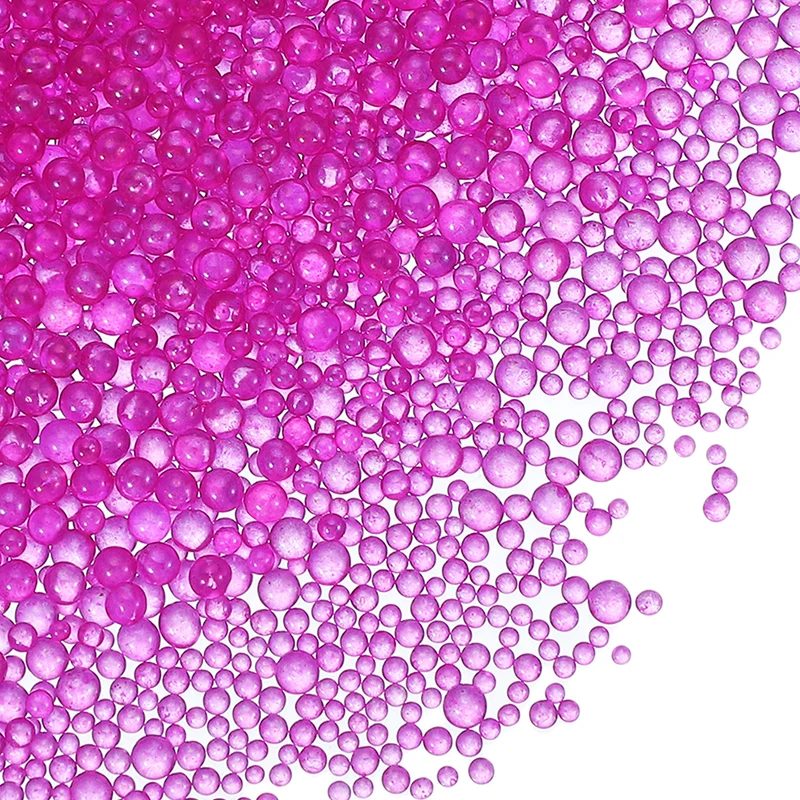200g 1-3mm Glass Bubble Beads Iridescent No Hole Water Droplet Ball Rose Red